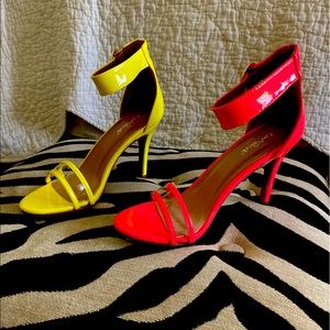 Neon yellow and pink heels